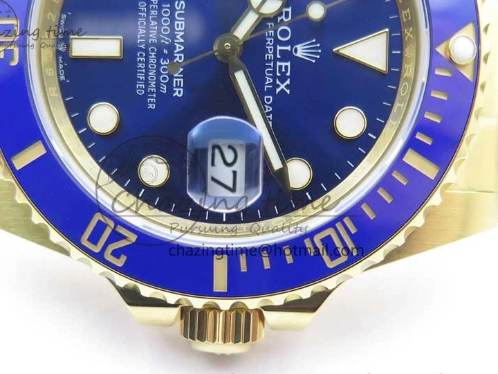 MiroTime 1223 Unisex Submariner 41mm 126618 LB YG EWF Blue Dial on YG Bracelet A 2615